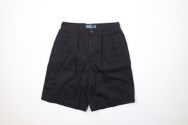 Vtg 90s Ralph Lauren Mens 30 Faded Spell Out Pleated Chino Shorts Black Cotton - £47.38 GBP