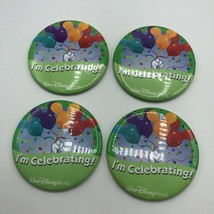 Lot 4 Walt Disney World I&#39;m Celebrating Button Pin Badges Mickey Balloon... - $14.00