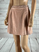 DESIGN LAB LORD &amp; TAYLOR Studded-Waist Pink Faux-Suede Skirt LARGE - £14.50 GBP