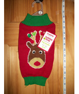 SimplyDog Pet Clothes Small Christmas Holiday Sweater Dog Reindeer Pompo... - $7.59