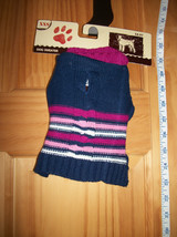 Pet Gift Dog Clothes XXS Blue Sweater Outfit Pup Pink Navy White Stripe ... - £4.32 GBP