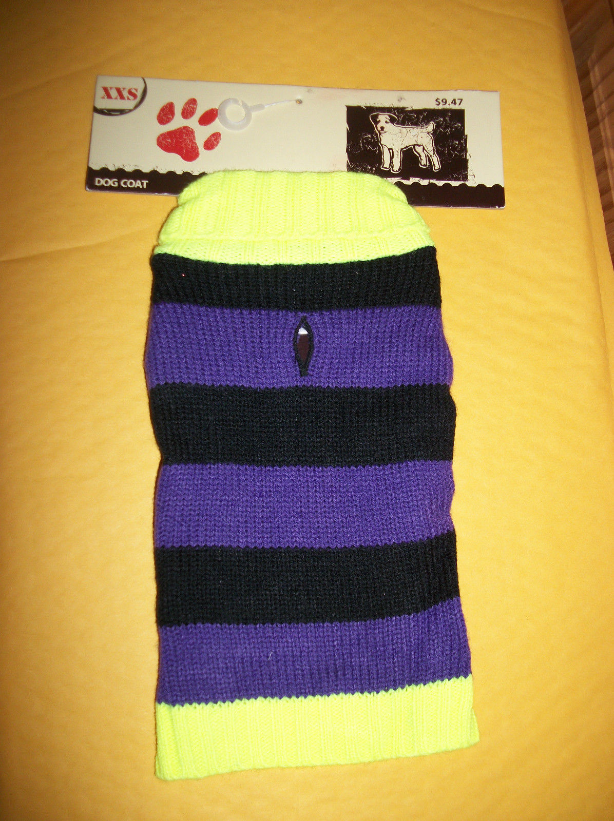 Pet Gift Dog Clothes XXS Yellow Trim Sweater Outfit Puppy Black Purple S... - $5.49