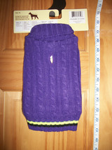 Pet Gift Dog Clothes XS Purple Sweater Outfit Pup Yellow Stripe Playsuit... - £3.75 GBP