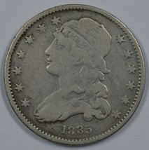 1835 Capped Bust circulated silver quarter F details - $130.00
