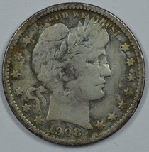 1908 O Barber circulated silver quarter - £28.67 GBP