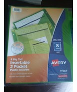 8 Big Tab Insertable 2 Pocket Plastic Dividers Avery - £12.38 GBP