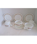 Corelle by Corning Teacups Coffee Cups Saucers Gold Butterfly Pattern Milk Glass - $19.99