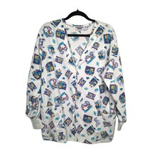 Zone Comfort Womens Scrub Top Size Medium Optometrist Eye Doctor Teddy B... - $7.91