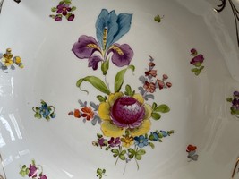 Dresden Porcelain Hand Painted 9 3/4&quot; Floral Bowl - £92.15 GBP