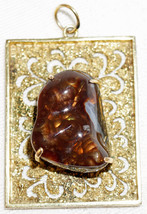 Large Mexican Fire Agate Set in 18K Yellow Gold Hand Made Pendant Weight 28 gram - £2,009.88 GBP