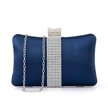 Colorful Formal Evening Rhinestone Sateen Clutch Bag for Women 5 Colors - Blue - £54.56 GBP