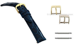 Genuine Crocodile Skin Navy Blue Handmade Watch Band Strap, 16mm, 18mm, ... - $72.99