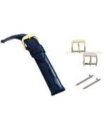 Genuine Crocodile Skin Dark Blue Ladies Fast Change Watch Band, All Sizes - $79.88