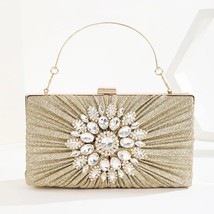 Elegant Solid Color Banquet Bag For Lady   Flower Evening Bags Shiny Rhinestones - £71.88 GBP
