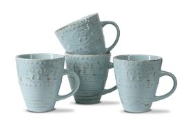 DandD Home Large Unique Stoneware Coffee Mugs 14 Ounce Set of 4, Rustic Hand-pai - $39.09