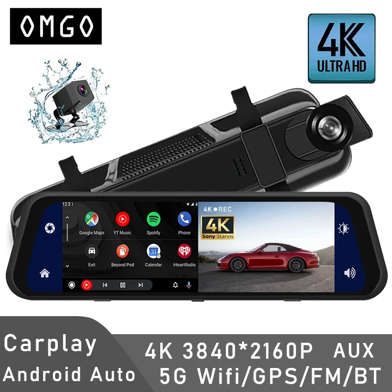 Car Dvr 4K 3840*2160P Carplay Android Auto GPS 5G WIFI AUX Dash Cam Stream - £97.23 GBP+