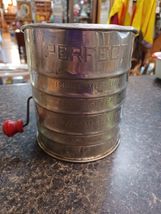Vtg Perfect Flour Sifter 5 Cup Red Wood Crank Handle - $19.79