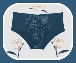 L  Midnight Sea w Silver LUREX Lace NO SHOW Smooth Victorias Secret Cheeky Panty - £9.83 GBP