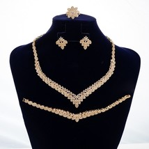 Jewelry Set HADIYANA Luxury Bridal Wedding Necklace Bracelet Ring Earrings Bouti - £89.54 GBP