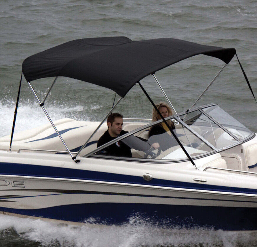 Shademate 80289 Black Bimini Poly Top &amp; Boot Only, 4 Bow,67-72W,8’L,42”H... - $267.18