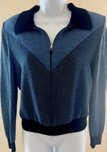 VINTAGE St. John Collection By Marie Gray Blue Cardigan Sweater Size 10 USA - £47.30 GBP