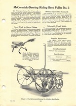 McCormick-Deering Riding Beet Puller Potato Digger Dual Page Ad Spec Sheet - $18.70
