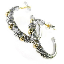 Gerochristo 1013 - Solid Gold &amp; Silver Medieval Byzantine Open Hoop Earrings  - £300.52 GBP