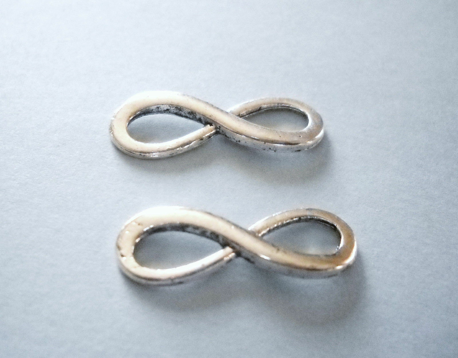 3 Infinity Pendants Connectors Antiqued Silver Link Charms Inspirational... - $1.91