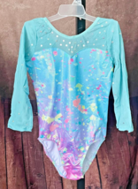 Girls NWT Dance YOGA Leotard Sparkly Sequin Mesh Top Turquoise to Purple... - $4.64