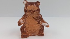 Vintage Mosser Glass Bear Paperweight Figurine Signed Peach Color - £32.35 GBP