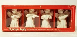 Gorham White Porcelain Napkin Holders Christmas Angels 4 in Original Box - £10.16 GBP
