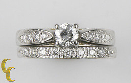 1.00 CTW Diamond Platinum &amp; 18k Yellow Gold Filigree Wedding Ring Set Size 6.75 - £1,577.00 GBP
