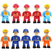 10-Set Toy People Figures - Community Helpers - Firefighters, Police Off... - £30.25 GBP