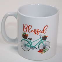 Royal Norfolk Bicycle Flowers Basket Coffee Mug 12 oz Blessed Tea Cup Colorful - $11.18