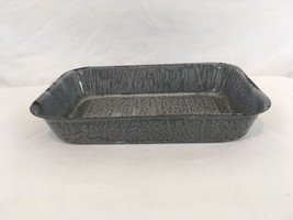 Gray Enameled Graniteware Camp Cookware 14&quot; x 9&quot; Casserole Pan - $14.85