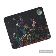 Computer Desk Mouse Pad Black Floral Moon Flowers Under Moonlight Cottag... - £4.73 GBP