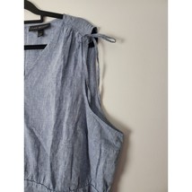 Lane Bryant Tank Blouse 22/24 Womens Plus Size Linen Blend V Neck Blue Top - £18.42 GBP