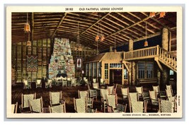 Old Faithful Lodge Lounge Yellowstone National Park WY Haynes Linen Postcard H20 - £2.29 GBP