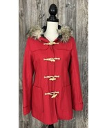 American Eagle Outfitters Red Winter Coat Jacket Wool Blend Faux Fur Hoo... - £26.16 GBP