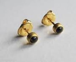 New 24 ct. Gold Plated Black Onyx Pearl Personal Piercer 3 mm Ear Piercing Earri - $7.99