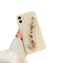 Anymob iPhone Phone Case Cream Wrist Chain Strap Soft Silicone Mobile Cover  - £17.61 GBP