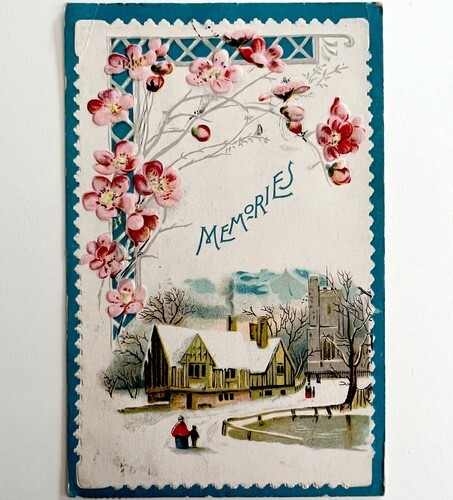 Memories Christmas Victorian Greeting Card 1900s Embossed Postcard PCBG11B Item image 2