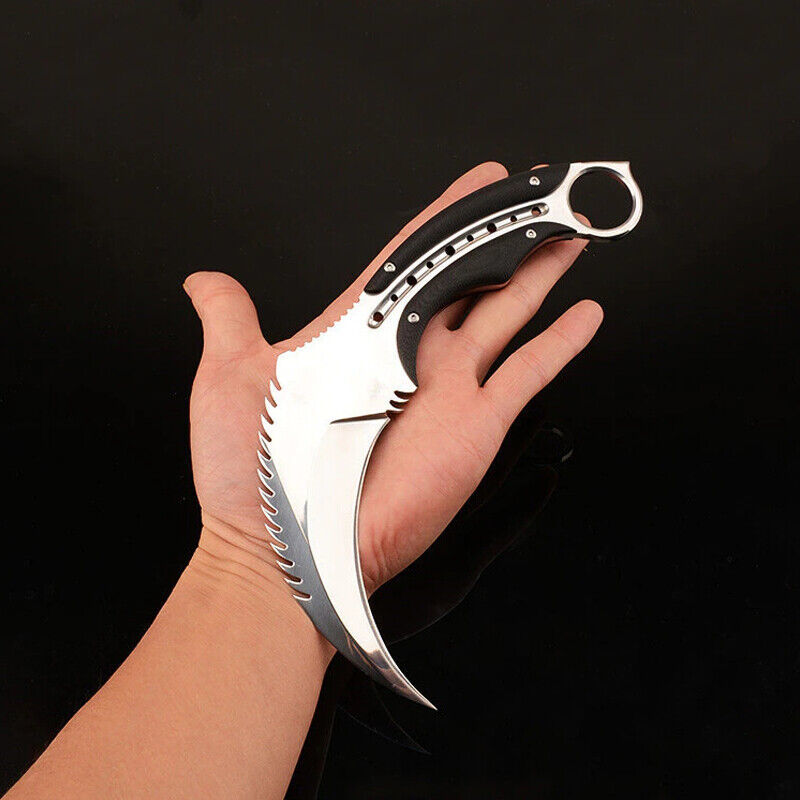 Karambit Fixed Blade Knife Mirror Light Karambits Claw Hunting Camping K... - $64.35