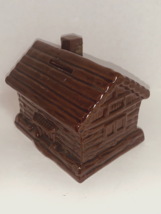 Vtg Bank Brown Glazed Red Pottery Log Cabin W Plug Made In Japan 5 x 3.5 X 3.5” - £9.98 GBP