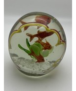 Crystal Art Glass Paper Weight Floating Red Fish Multi Color Arch Clear ... - £11.03 GBP