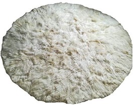 Alpakaandmore White Alpaca Fur Carpet Round Without Border (200 cm / 6.56) - £531.93 GBP