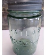 Vintage Olive Green Atlas Strong Shoulder pint w/ zinc-porcelain lid - £34.23 GBP
