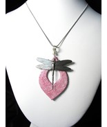 Silver Tone Dragonfly on Pink Polymer Clay Resin Pendant Necklace fashio... - $342.12 MXN