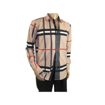 Men Sports Shirt by DE-NIKO Long Sleeves Fashion Print Soft Modal NK1010 Tan image 8
