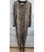 Nick Nora Footed Pajamas Women Medium M One Piece PJs Leopard Cheetah Fa... - $25.79 CAD